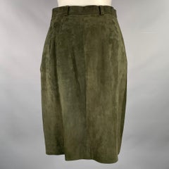 RALPH LAUREN Size 8 Green Suede Pencil Below Knee Skirt