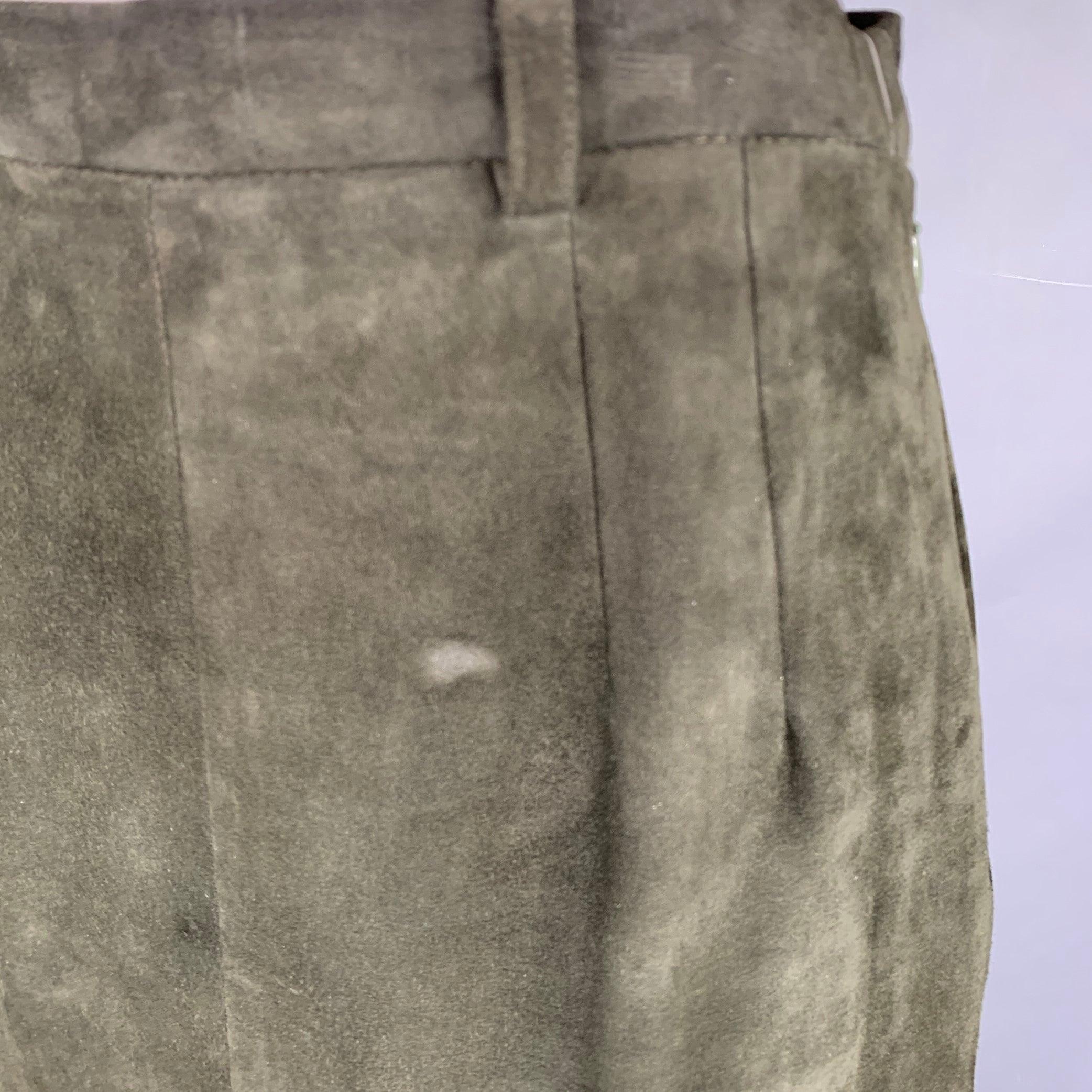 Black RALPH LAUREN Size 8 Green Suede Pencil Below Knee Skirt For Sale