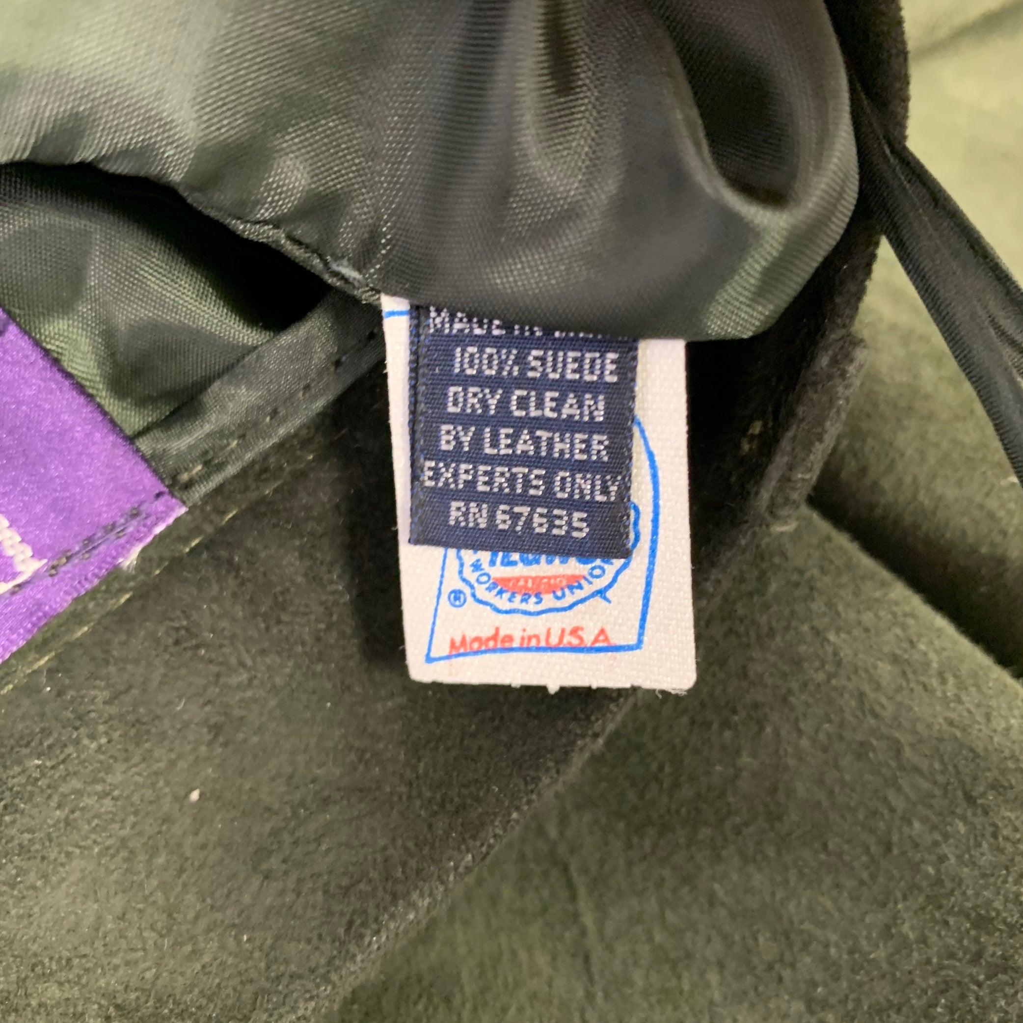 RALPH LAUREN Gonna sotto il ginocchio in pelle scamosciata verde taglia 8 in vendita 1