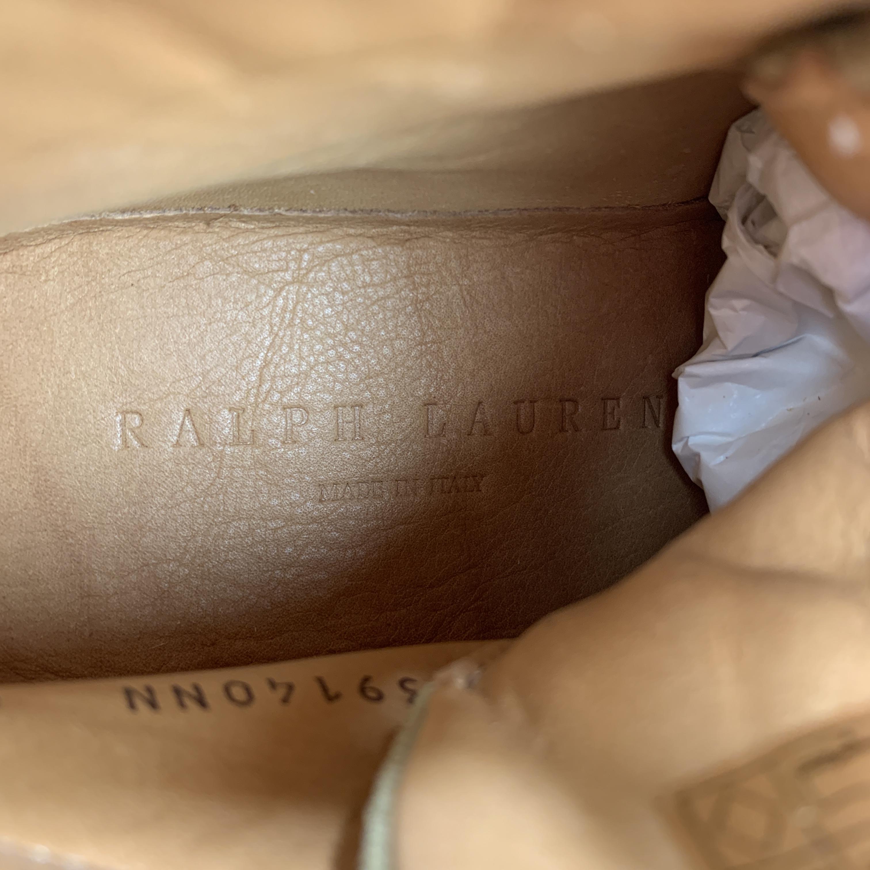 RALPH LAUREN Size 8 Khaki Suede Lace Up Crepe Sole Boots 3