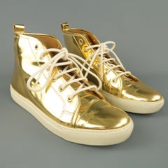 RALPH LAUREN Size 8 Metallic Gold Leather Silvana High Top Sneakers