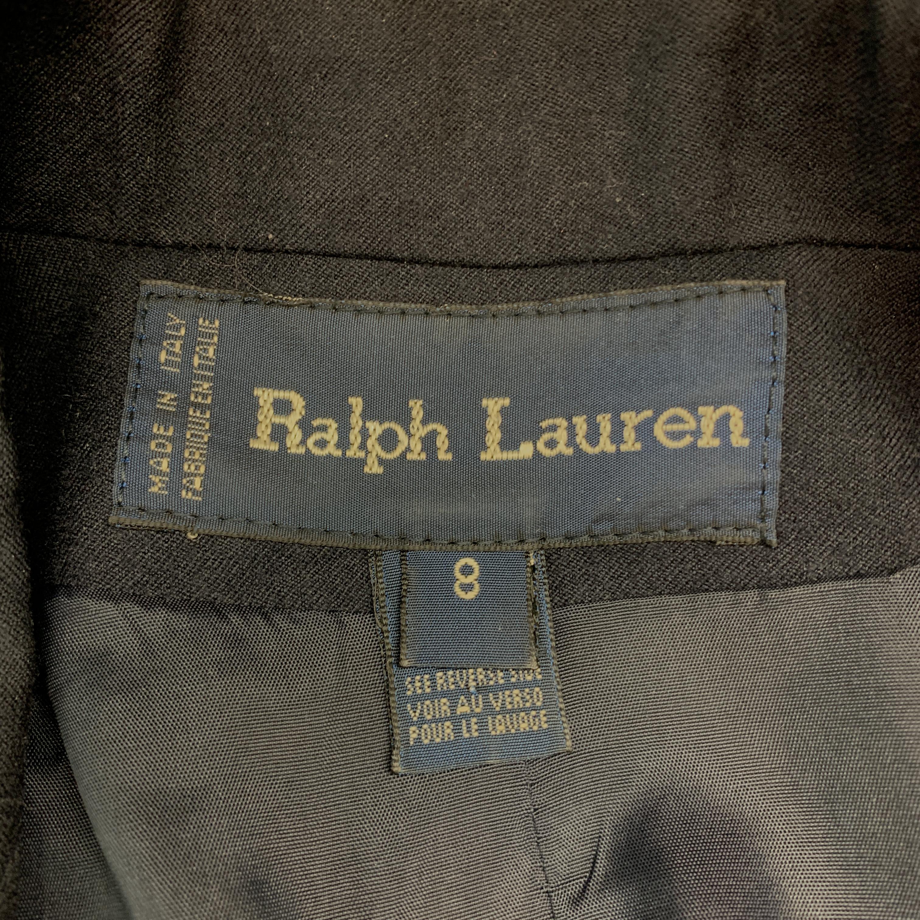 RALPH LAUREN Size 8 Navy Wool Double Breasted Crest Patch Blazer In Good Condition In San Francisco, CA