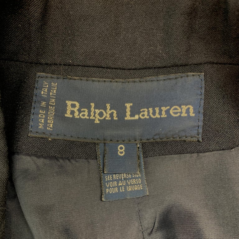 RALPH LAUREN Size 8 Navy Wool Double Breasted Crest Patch Blazer at ...