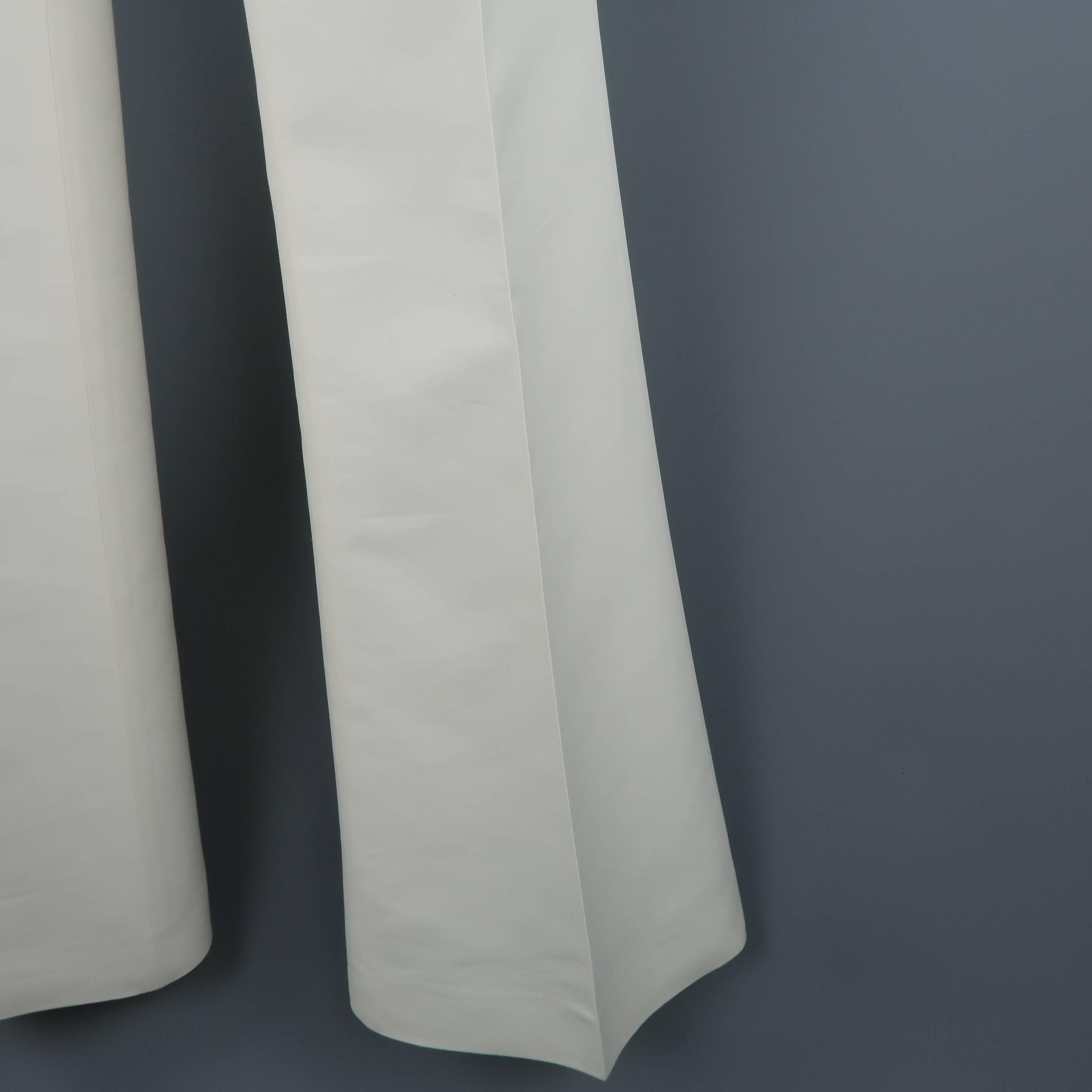 Gray RALPH LAUREN Size 8 Off White Cotton / Silk Flaired Leg Dress Pants