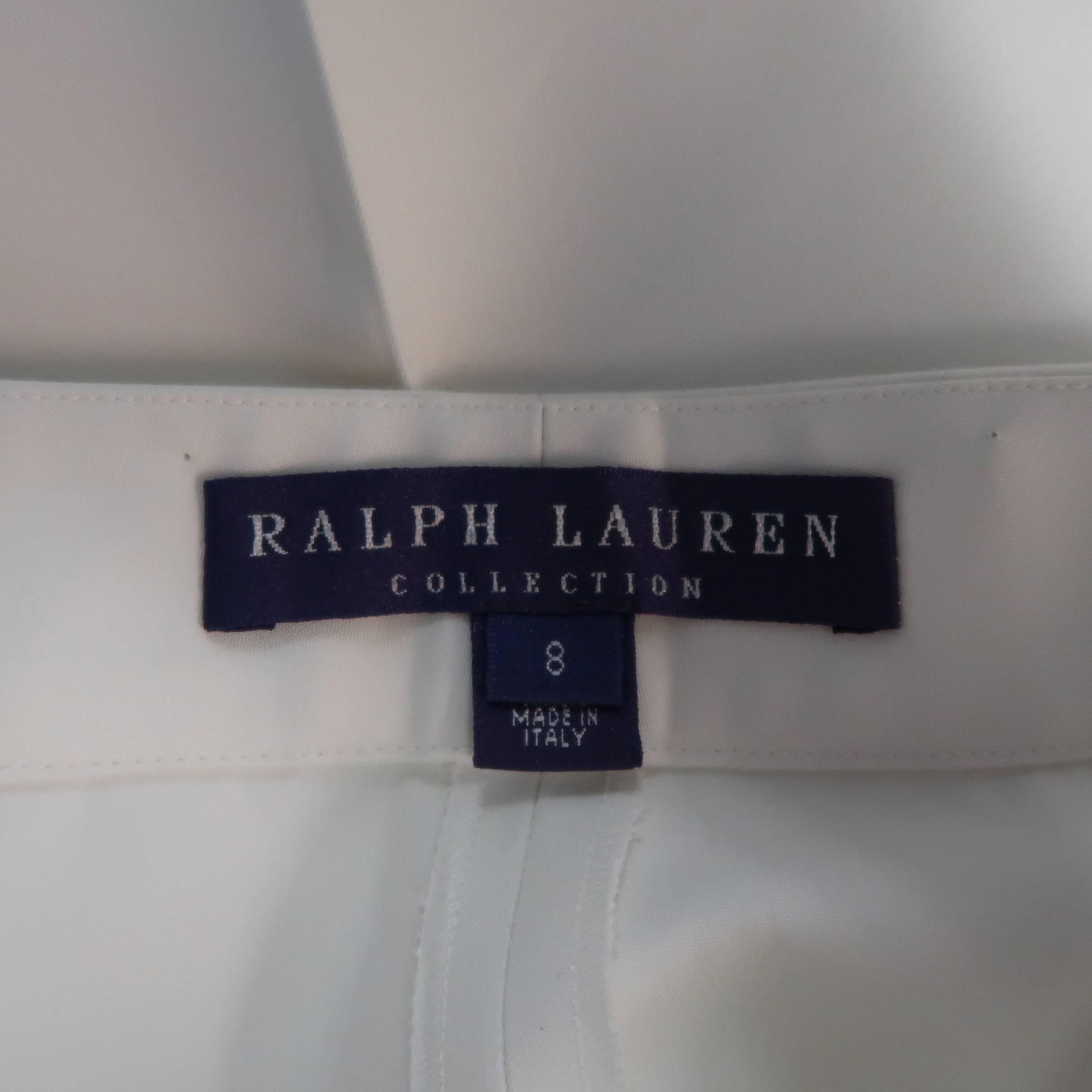 RALPH LAUREN Size 8 Off White Cotton / Silk Flaired Leg Dress Pants 3