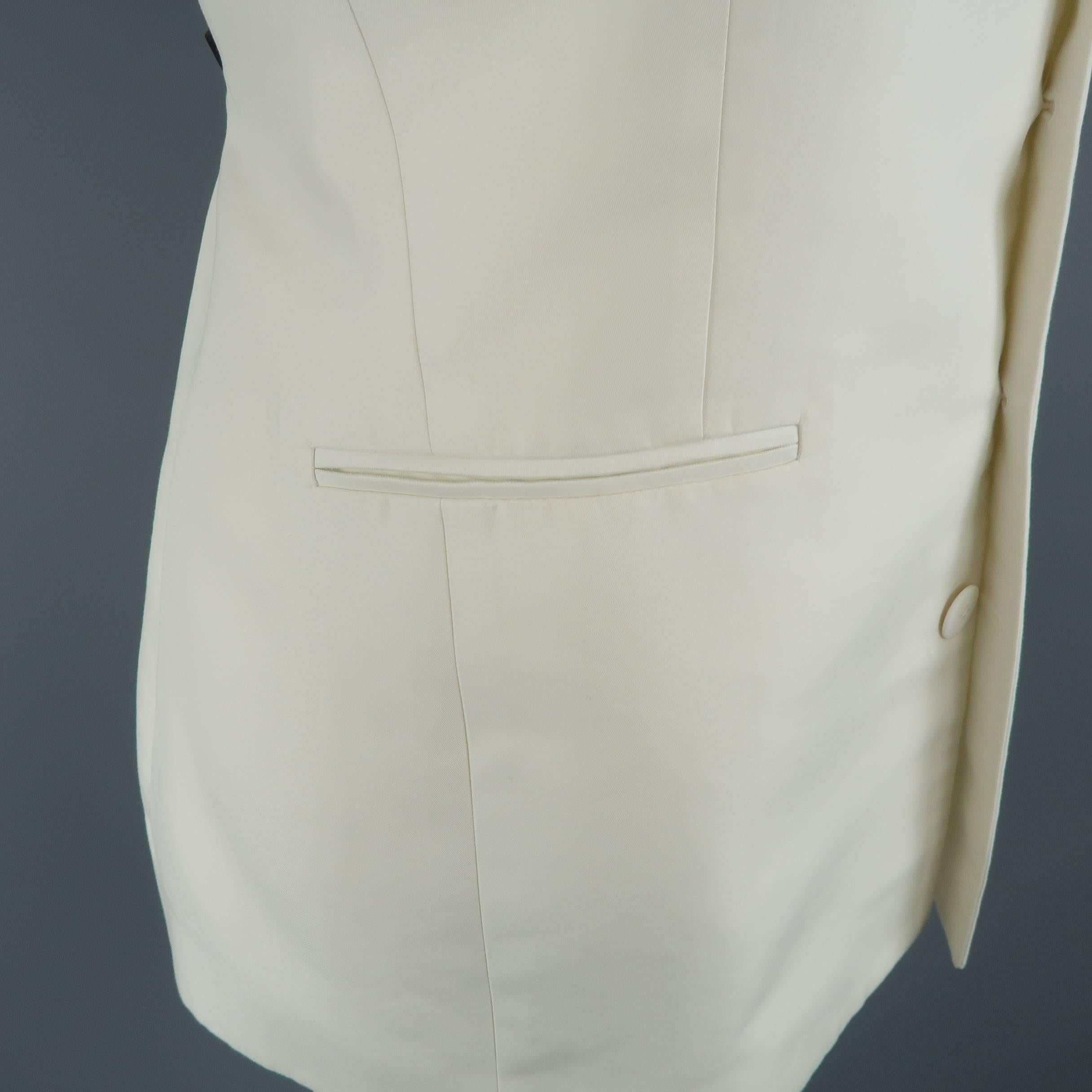 Ralph Lauren Off White Cotton / Silk Nehru Collar Jacket In Excellent Condition In San Francisco, CA