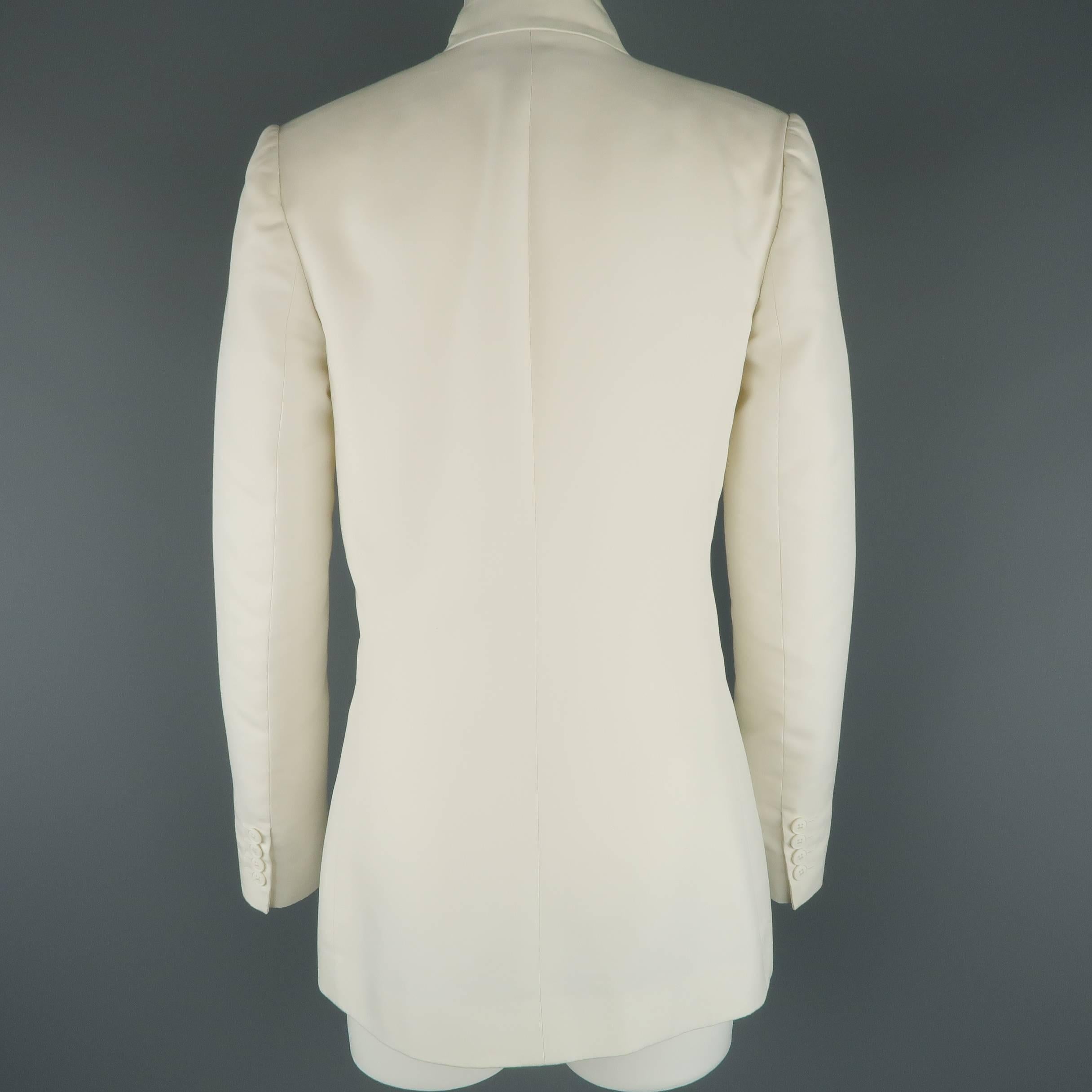 Women's Ralph Lauren Off White Cotton / Silk Nehru Collar Jacket