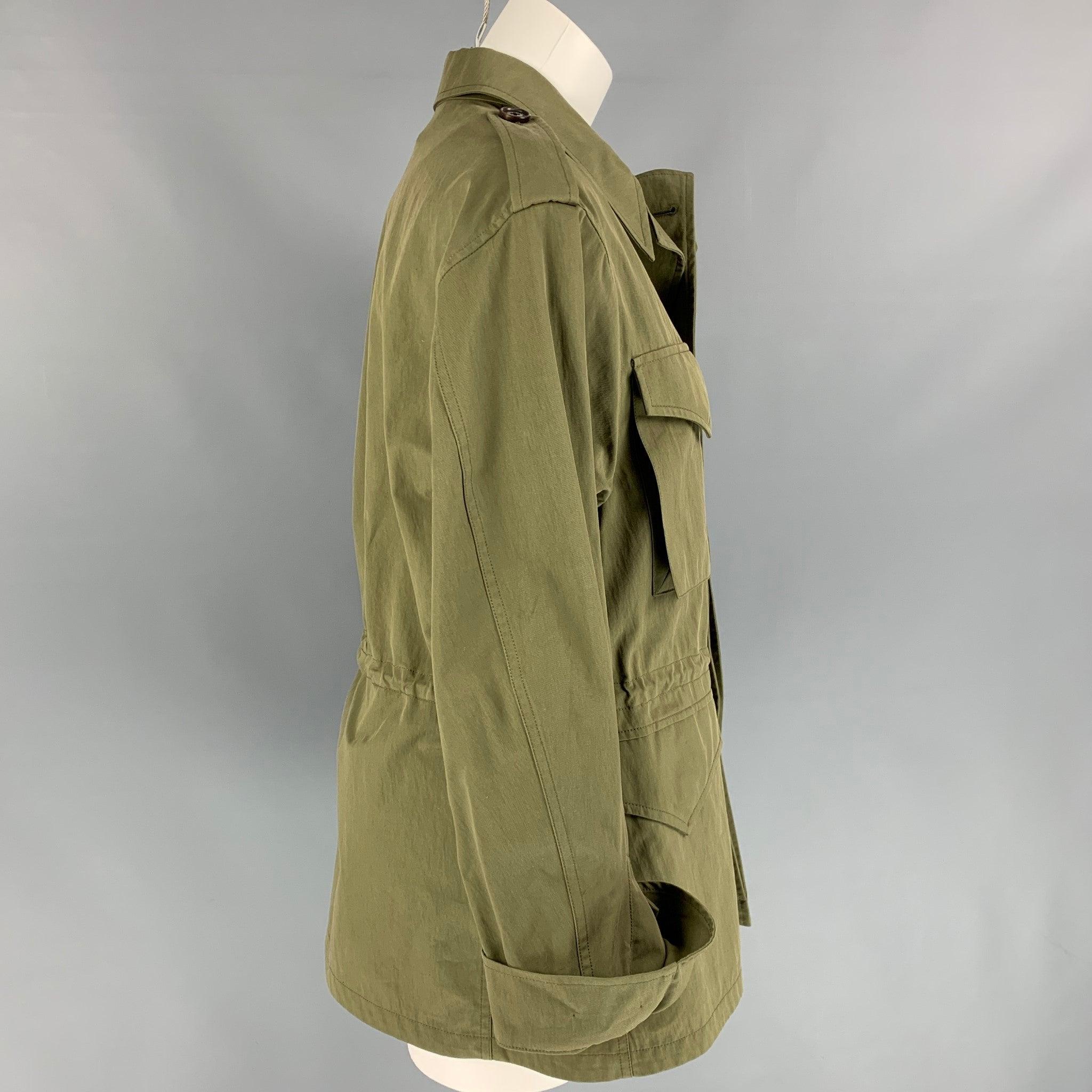 RALPH LAUREN Size 8 Olive Cotton / Nylon Safari Trench Coat In Good Condition For Sale In San Francisco, CA