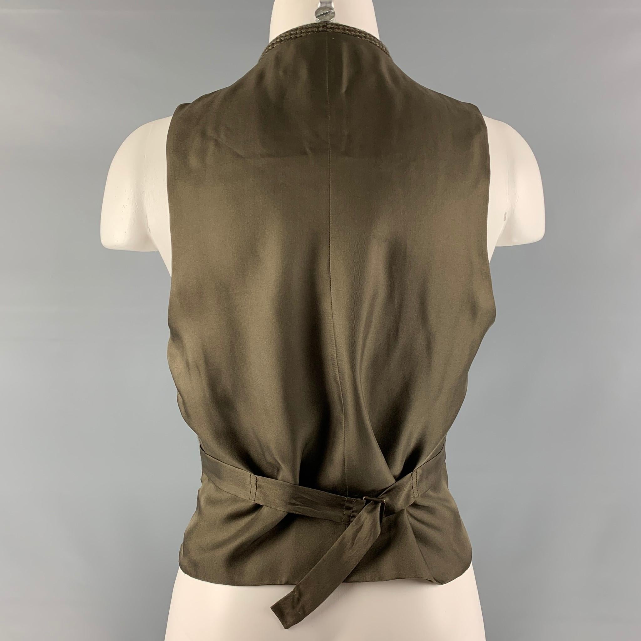 Black RALPH LAUREN Size 8 Olive & Taupe Wool Vest
