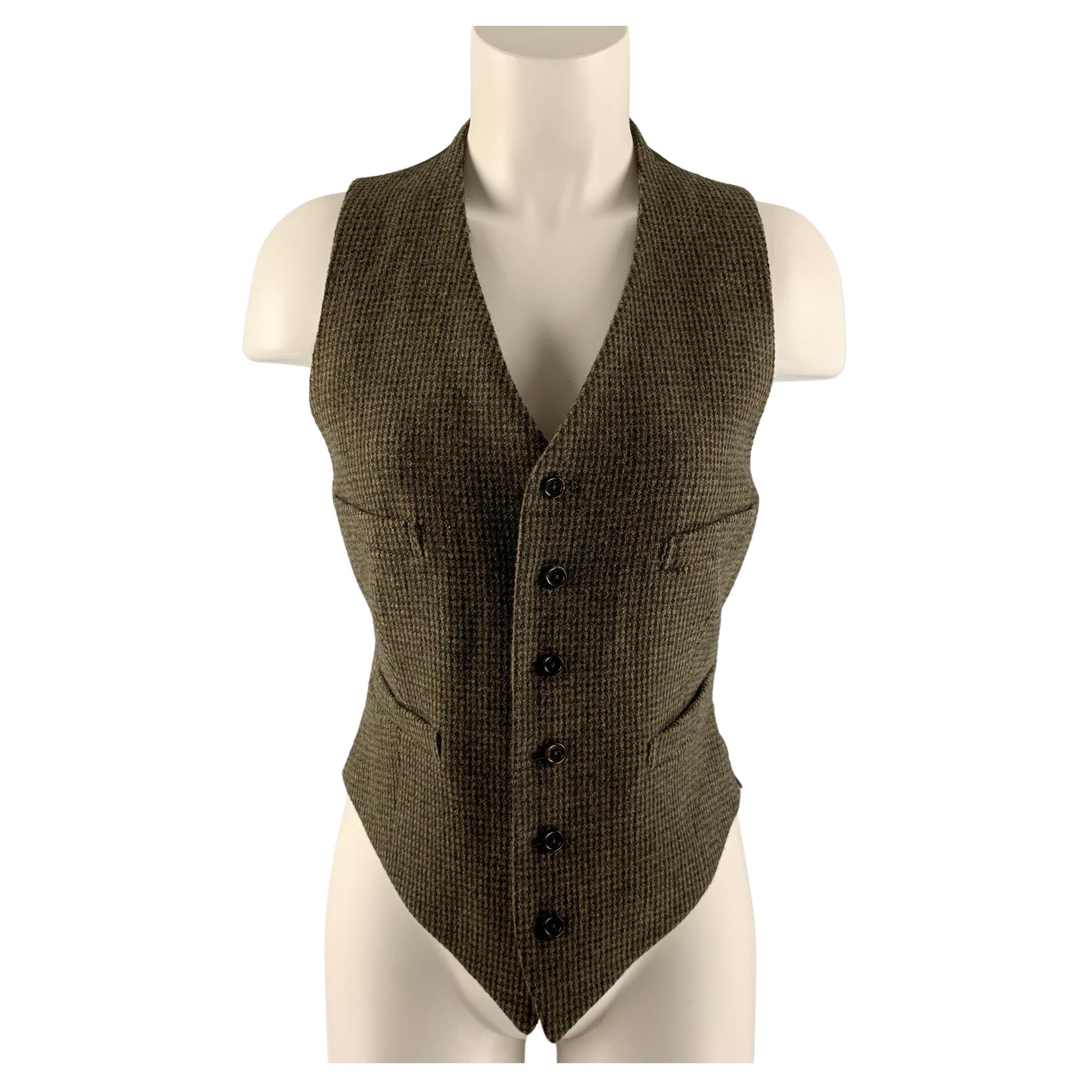 RALPH LAUREN Size 8 Olive & Taupe Wool Vest