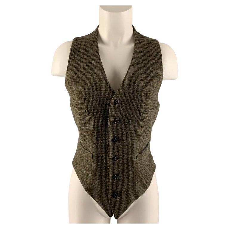 RALPH LAUREN Size 8 Olive and Taupe Wool Vest at 1stDibs