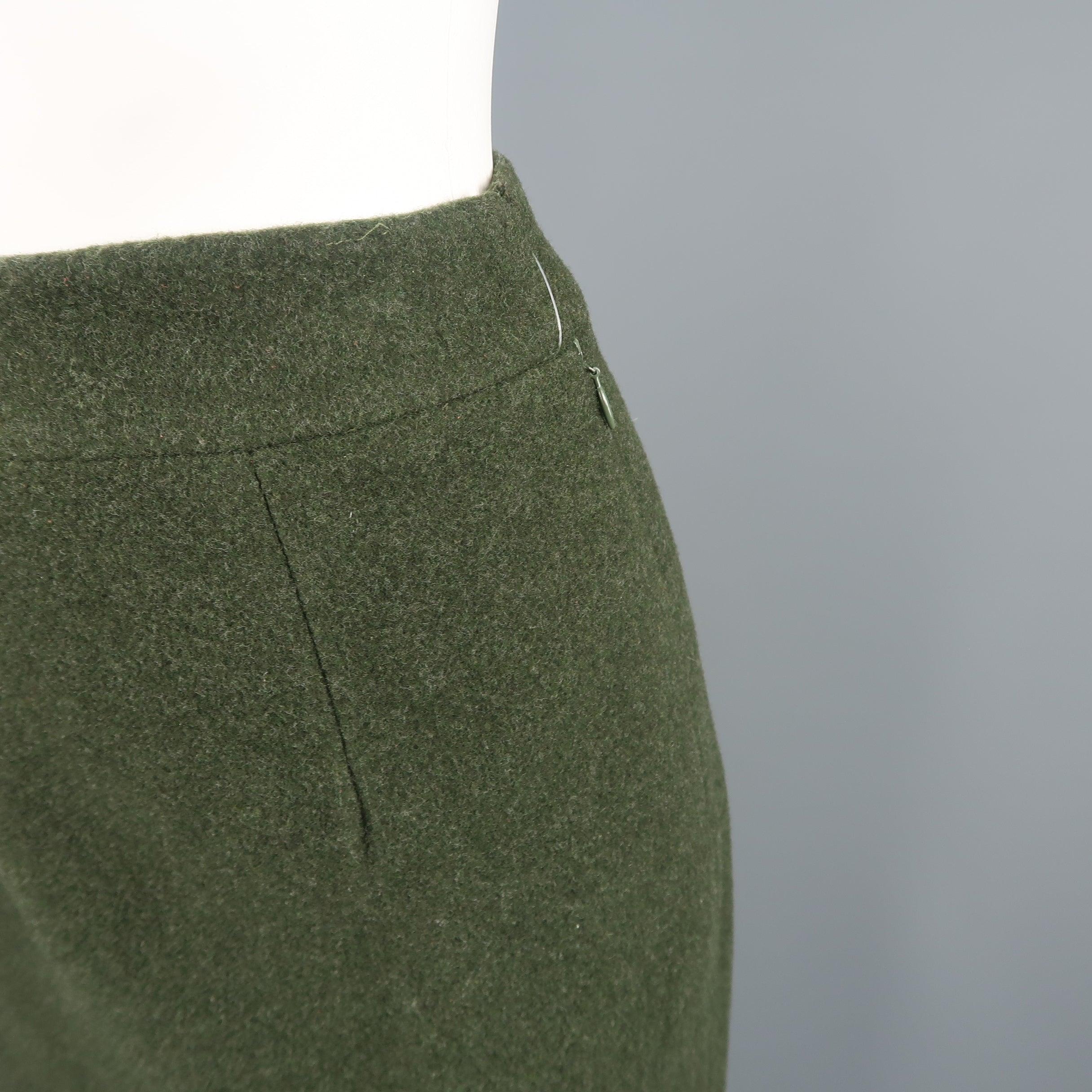 RALPH LAUREN Size 8 Olive Wool / Cashmere A Line Skirt In Excellent Condition For Sale In San Francisco, CA