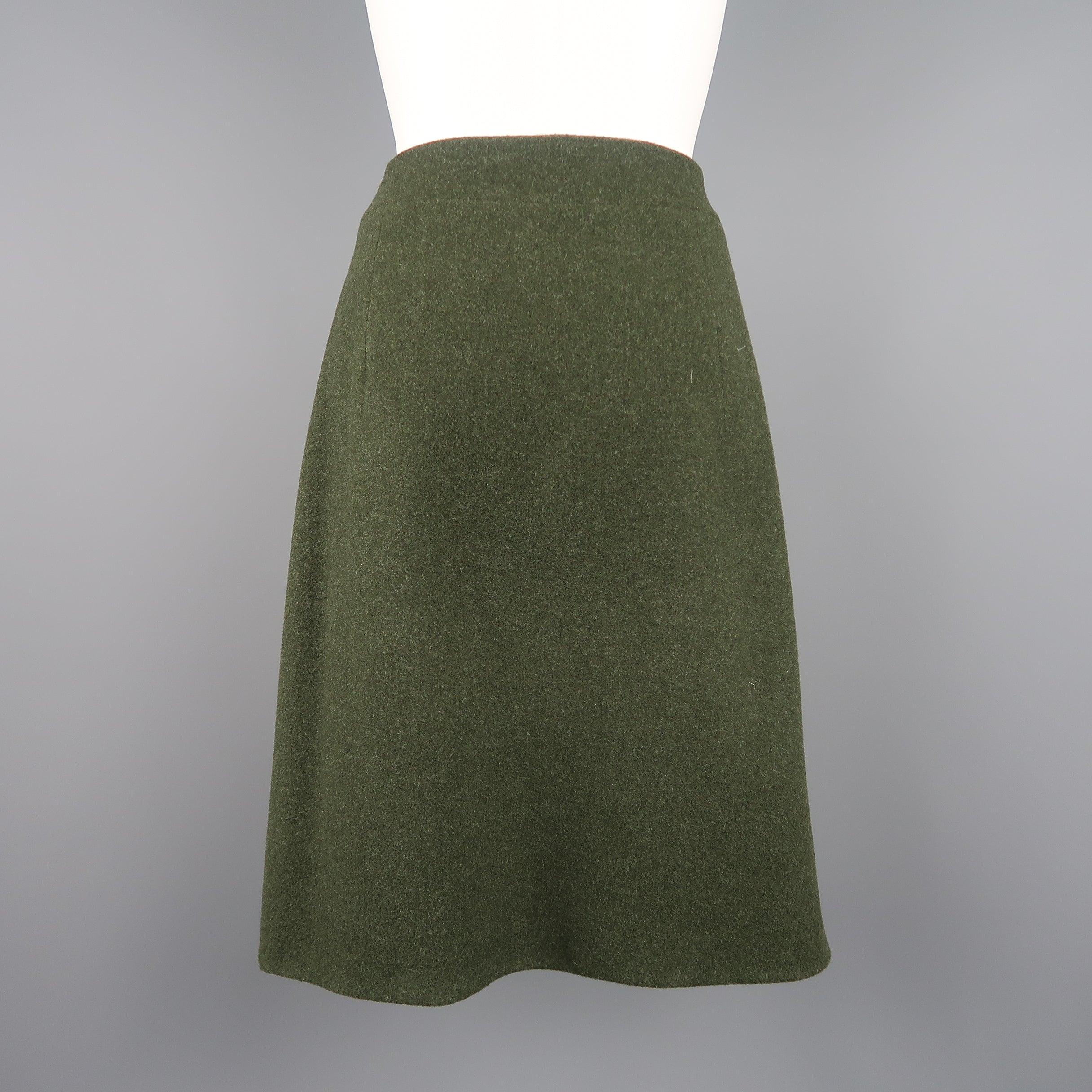Women's RALPH LAUREN Size 8 Olive Wool / Cashmere A Line Skirt For Sale