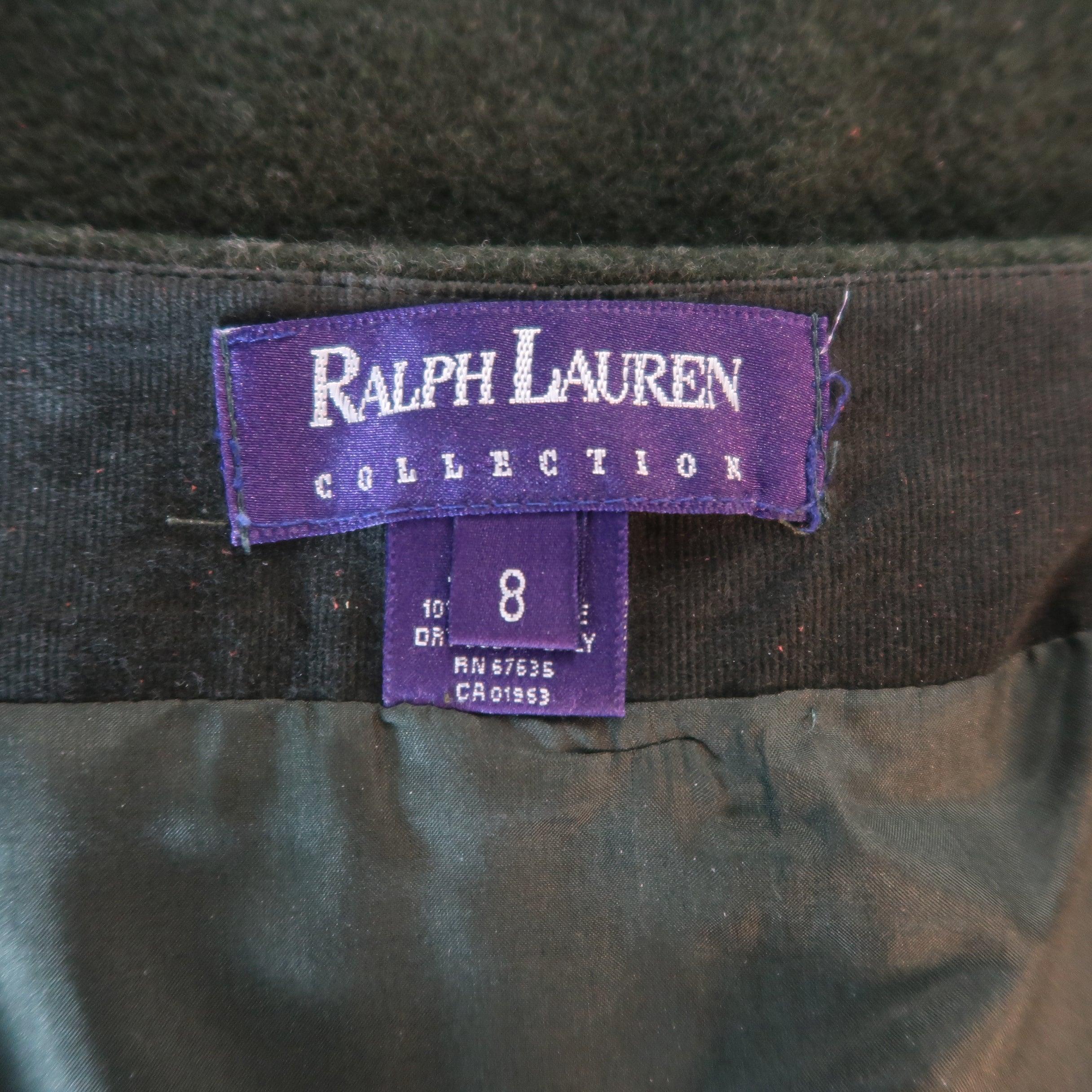 RALPH LAUREN Size 8 Olive Wool / Cashmere A Line Skirt For Sale 2