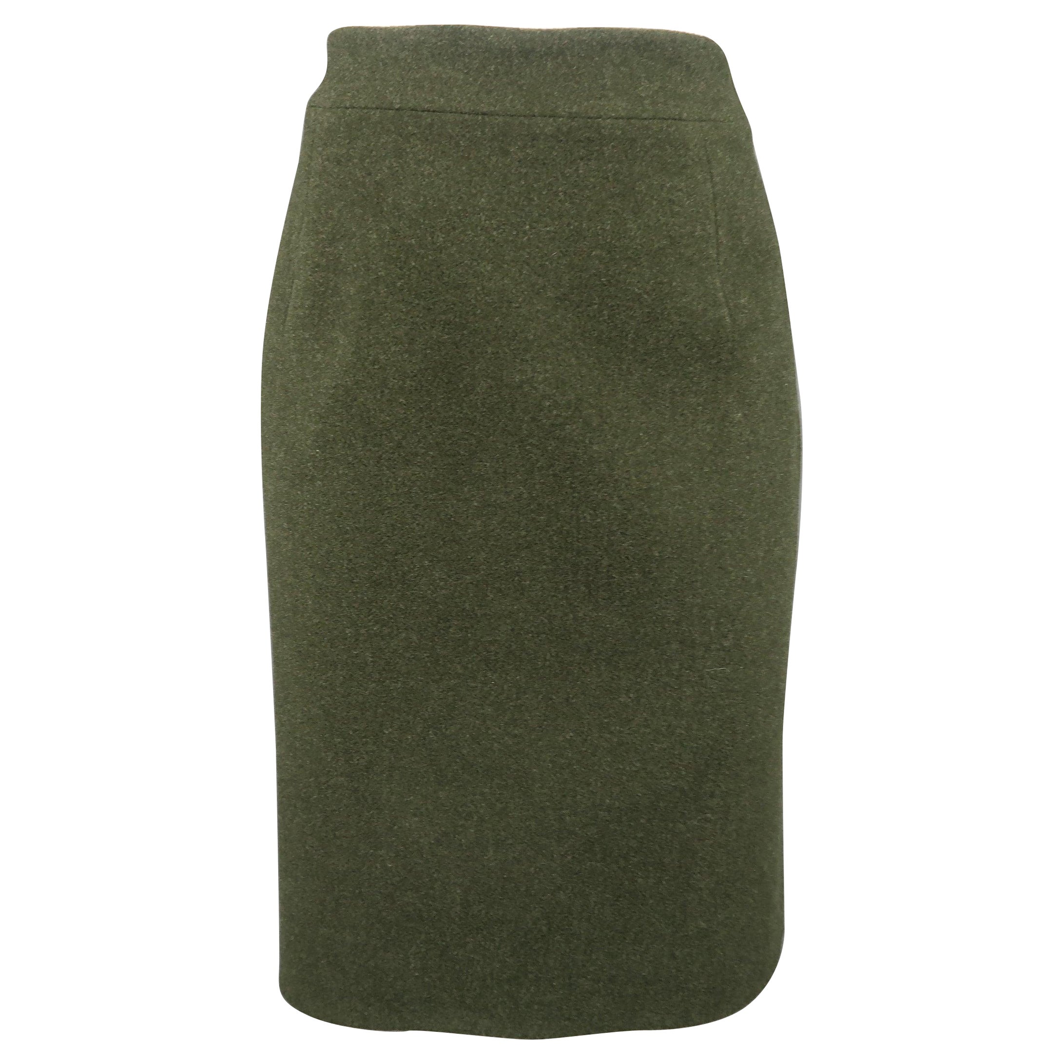 RALPH LAUREN Taille 8 Jupe A Line en laine/cachemire olive