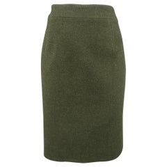 RALPH LAUREN Größe 8 Olivfarbener A-Linien-Rock aus Wolle / Kaschmir