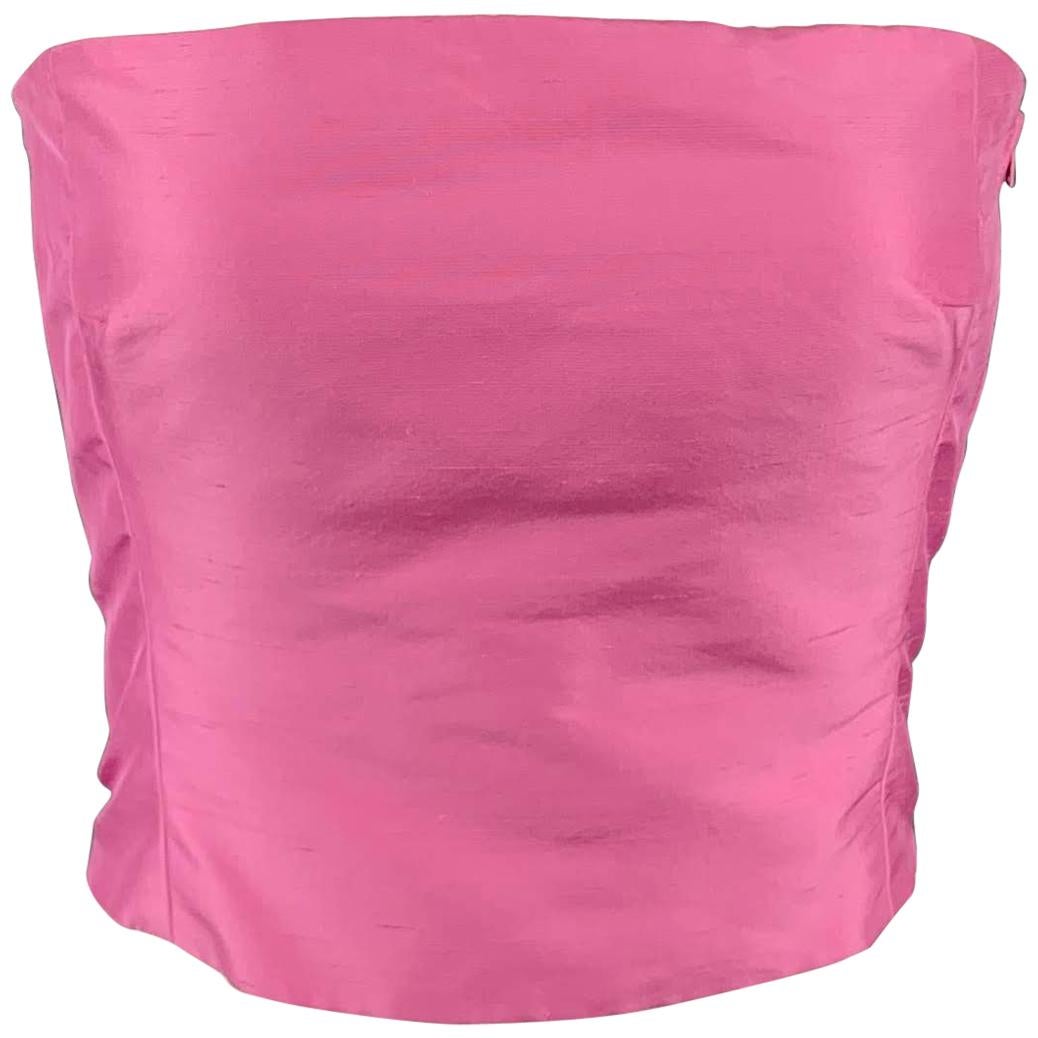 RALPH LAUREN Size 8 Pink Silk Shantung Cropped Bustier Dress Top