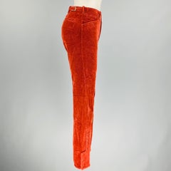 RALPH LAUREN Size 8 Red Brown Cotton Elastane Patchwork Suede Casual Pants