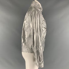 RALPH LAUREN Size 8 Silver Nylon Blend Metallic Zip Up Jacket