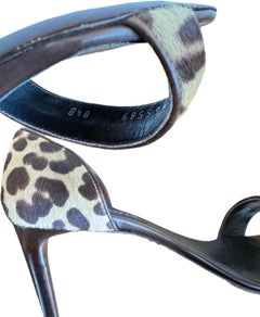 Ralph Lauren Size 8.5 1990s 90s 2000s Leopard Print Calf Hair Heeled Sandals