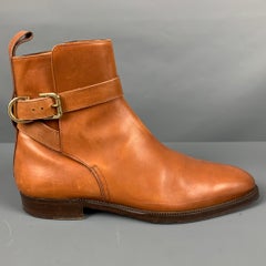 RALPH LAUREN Size 9 Camel Leather Ankle Strap Boots