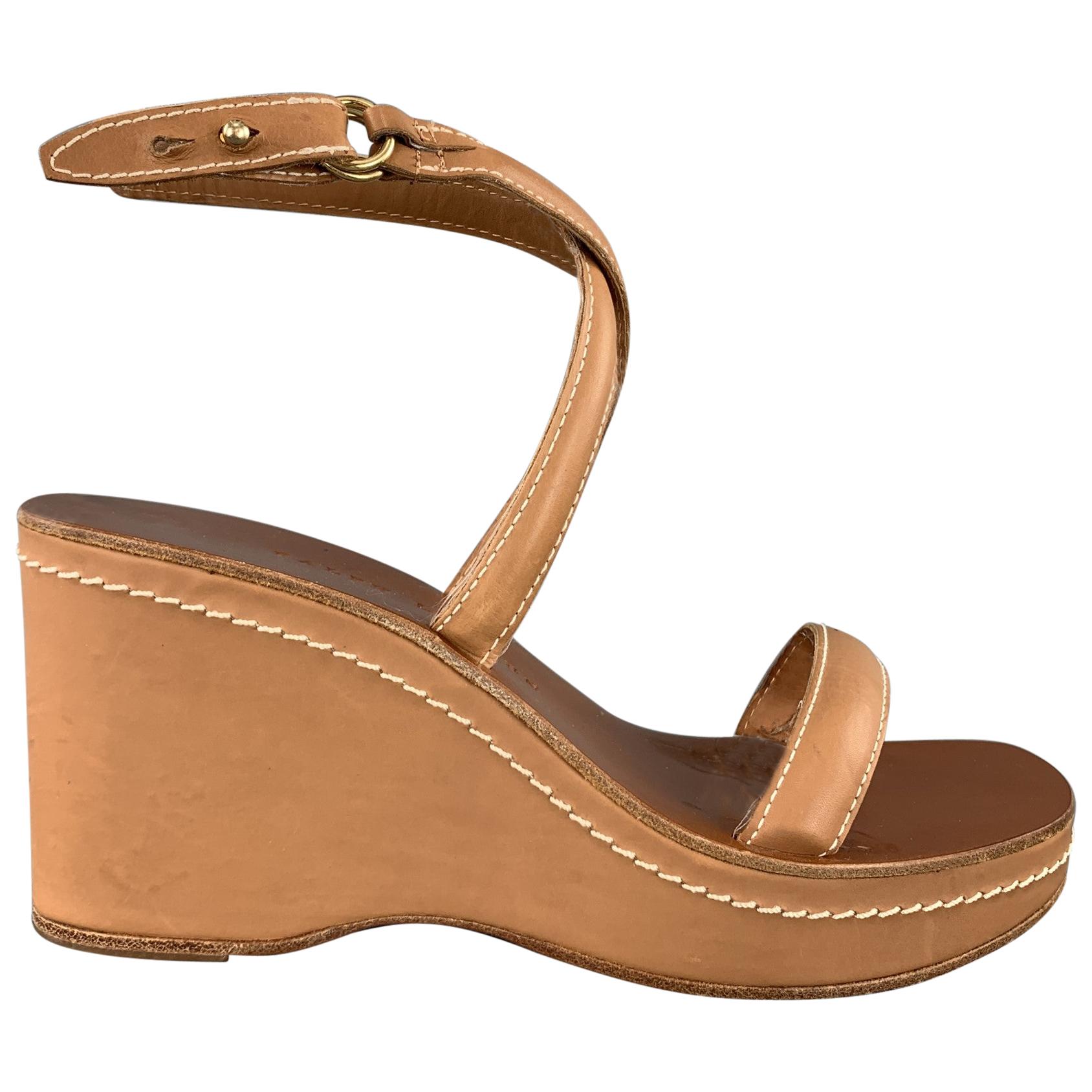 tan leather platform sandals