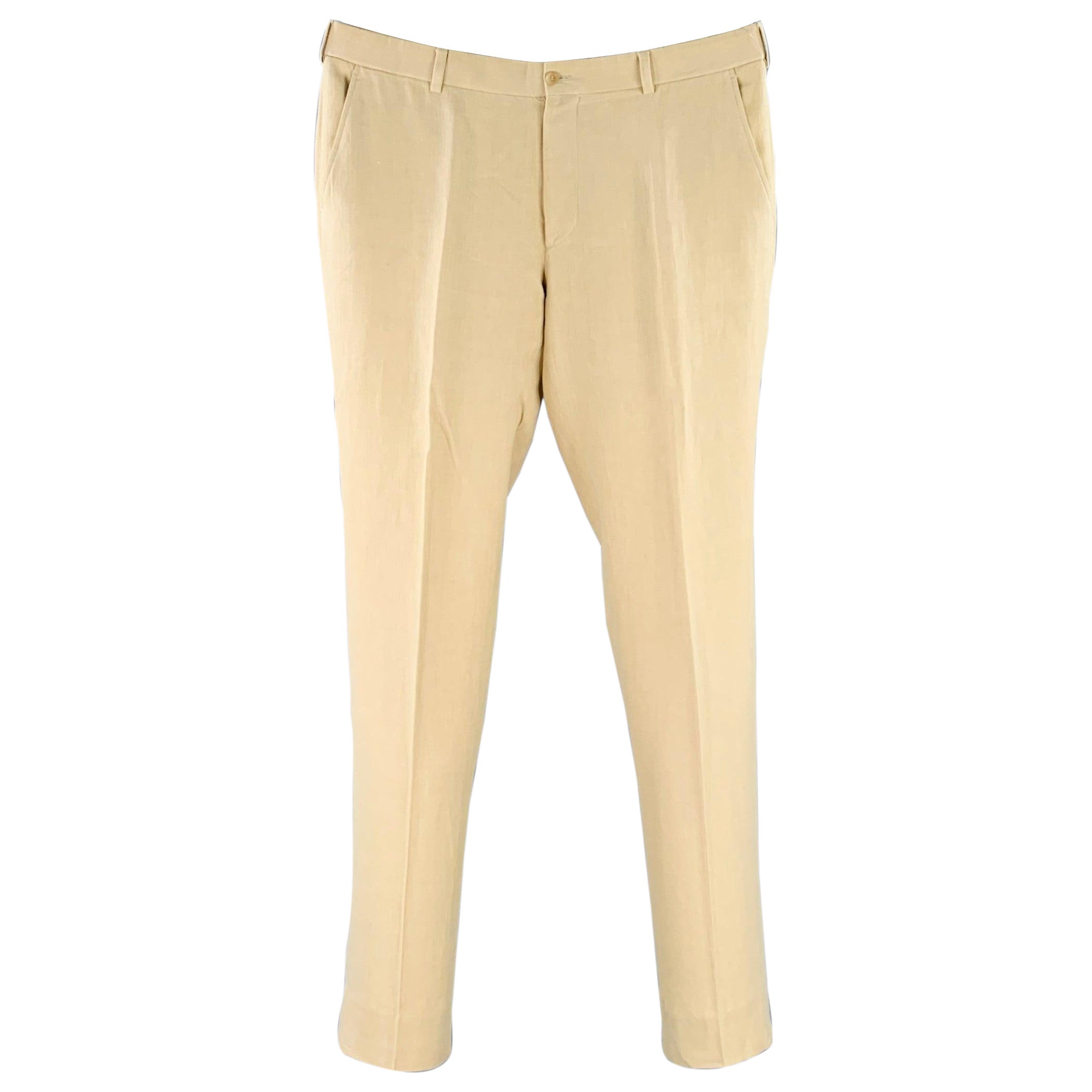 RALPH LAUREN Size L Beige Hemp Flat Front Dress Pants