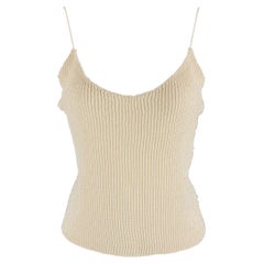 RALPH LAUREN Size L Beige Viscose Beaded Spaghetti Straps Dress Top