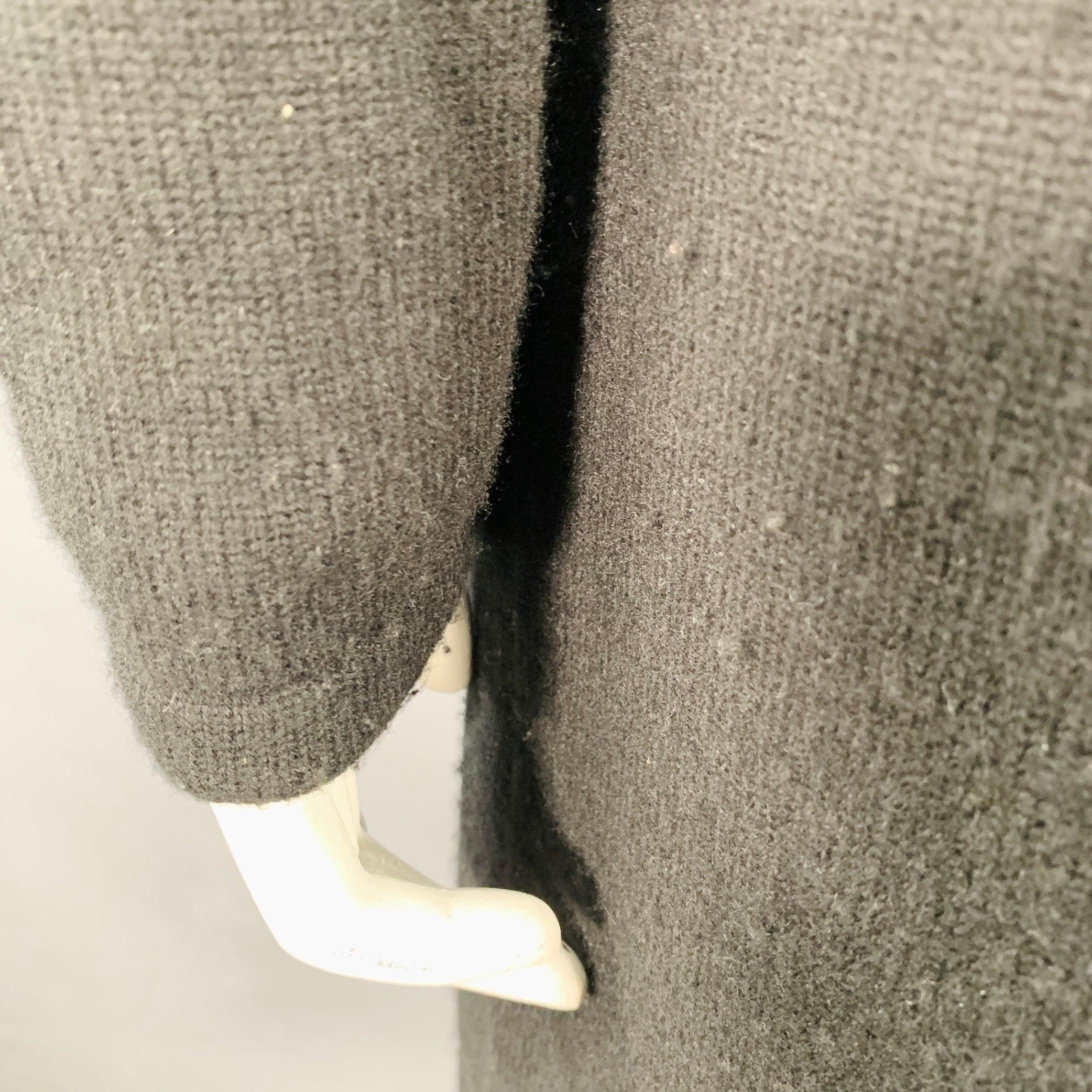 RALPH LAUREN Size L Black Cashmere Lambskin Trim Open Front Cardigan For Sale 1