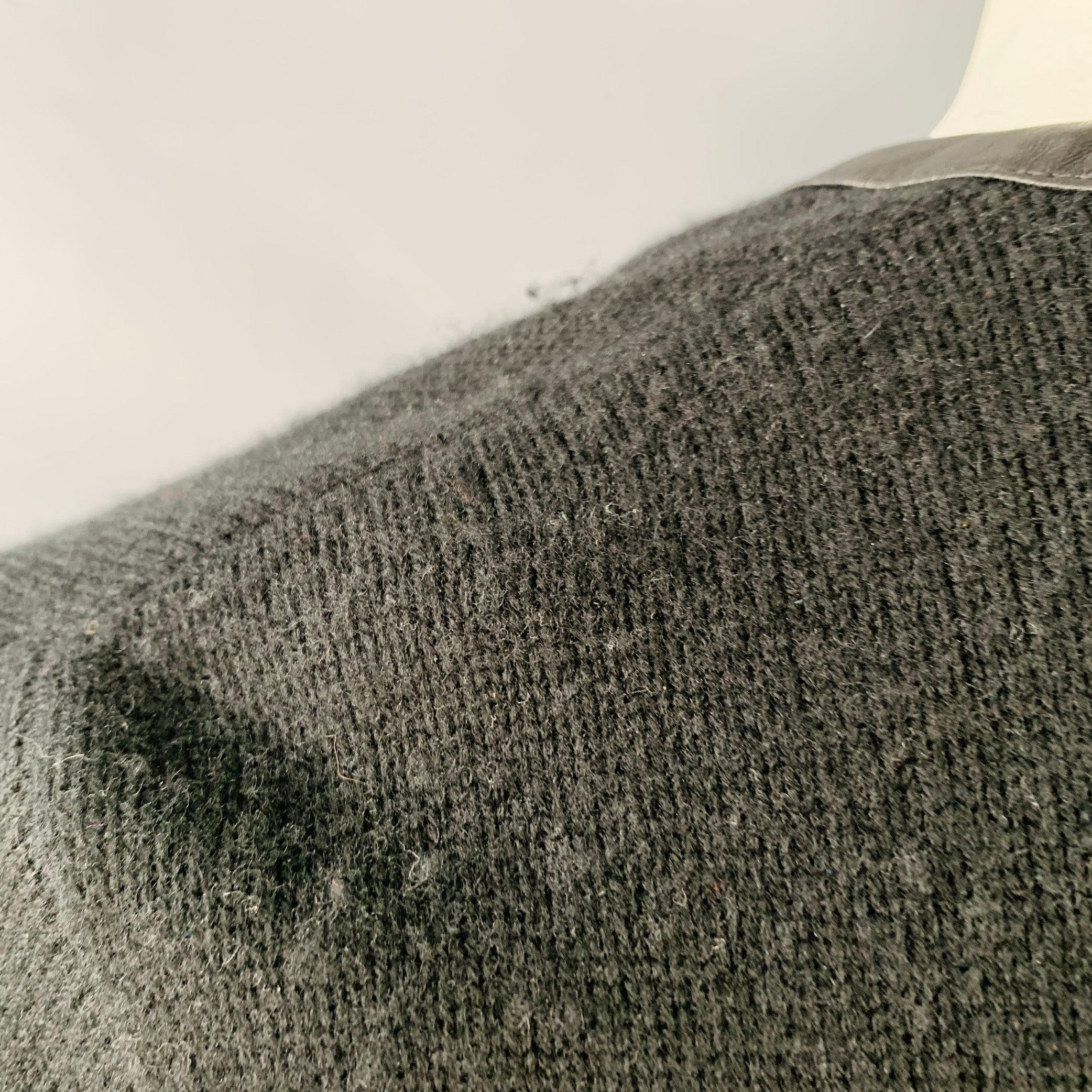 RALPH LAUREN Size L Black Cashmere Lambskin Trim Open Front Cardigan For Sale 2