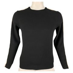 RALPH LAUREN Size L Black & White Wool / Nylon Long Sleeve Pullover