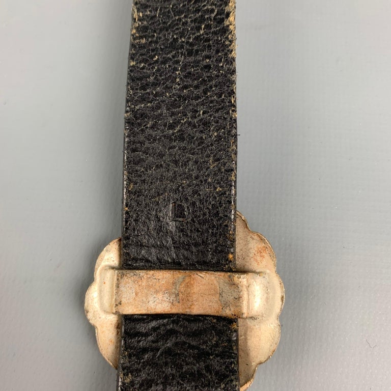 RALPH LAUREN Size L Brown and Silver Leather Concho Belt at  display picture 3