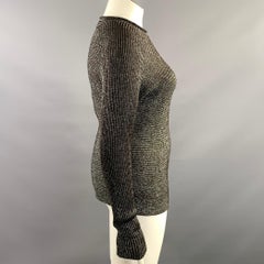 RALPH LAUREN Size L Brown Silver Silk Blend Knitted Crew Neck Pullover Womens