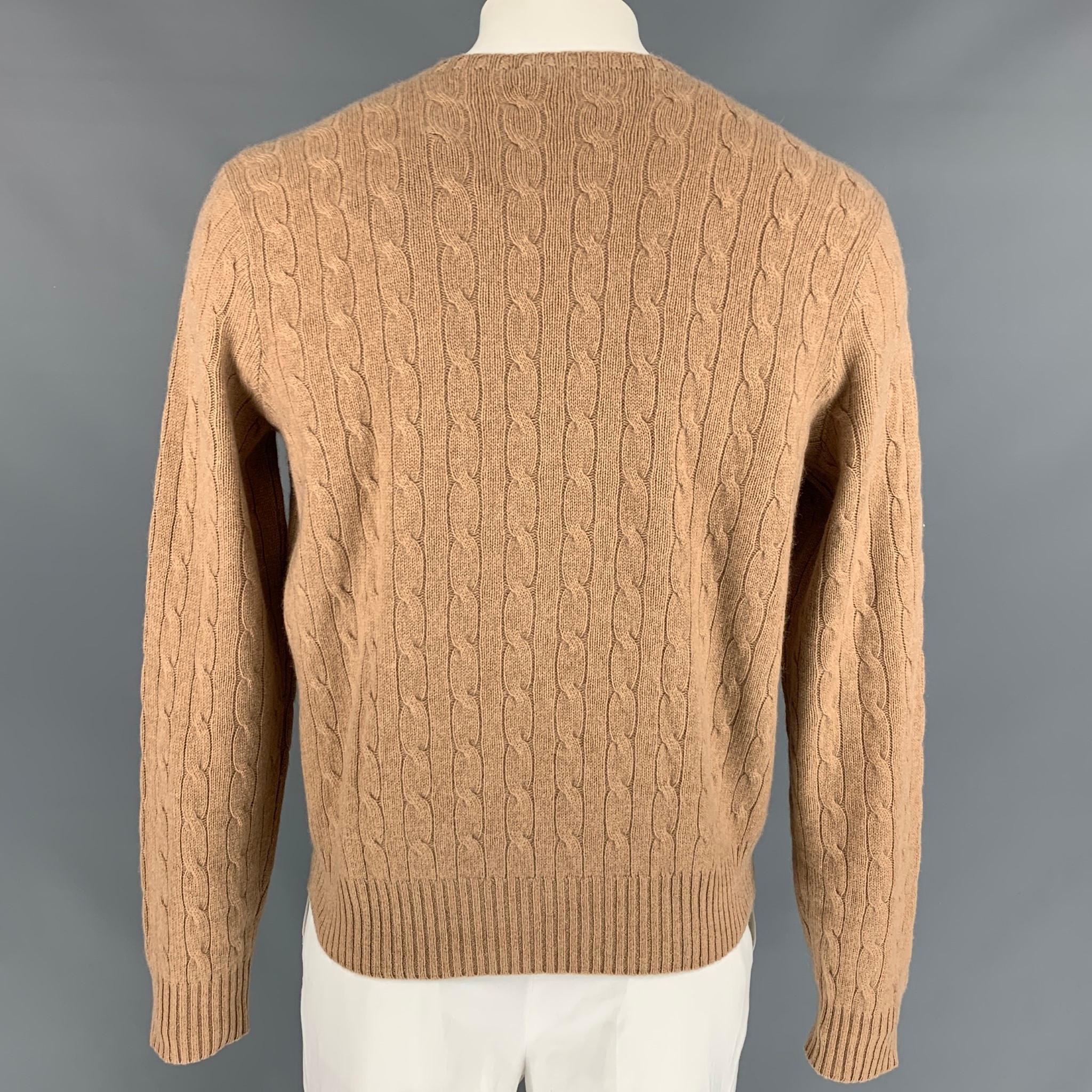 camel cable knit sweater