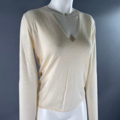 RALPH LAUREN Size L Cream Silk Cashmere Pullover
