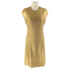 RALPH LAUREN Size L Gold Silk Knitted Dress