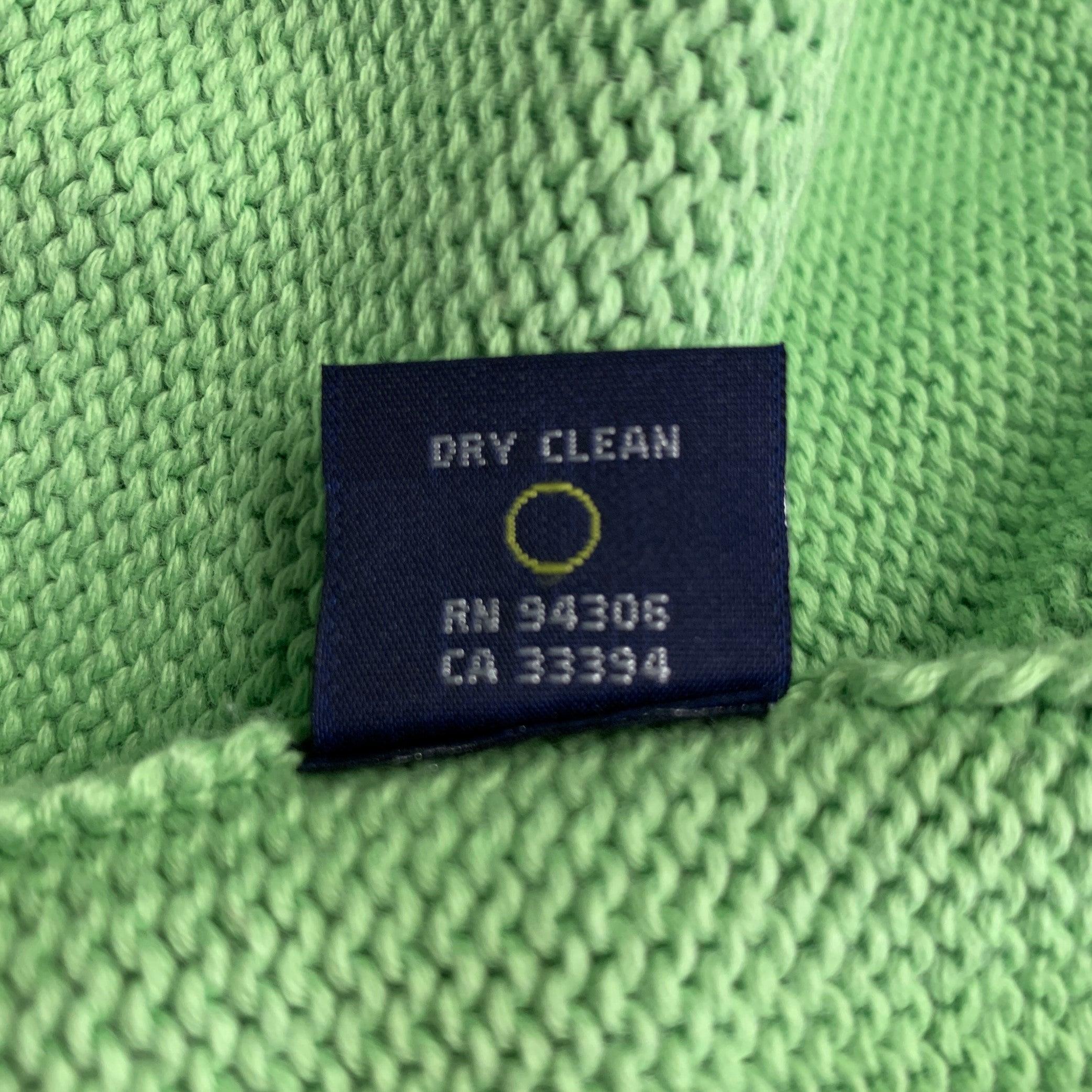 RALPH LAUREN Size L Green Cotton Knit V-Neck Sweater For Sale 2