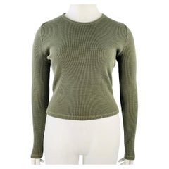 RALPH LAUREN Size L Green Olive Cotton Waffle Knit Crew Neck Pullover
