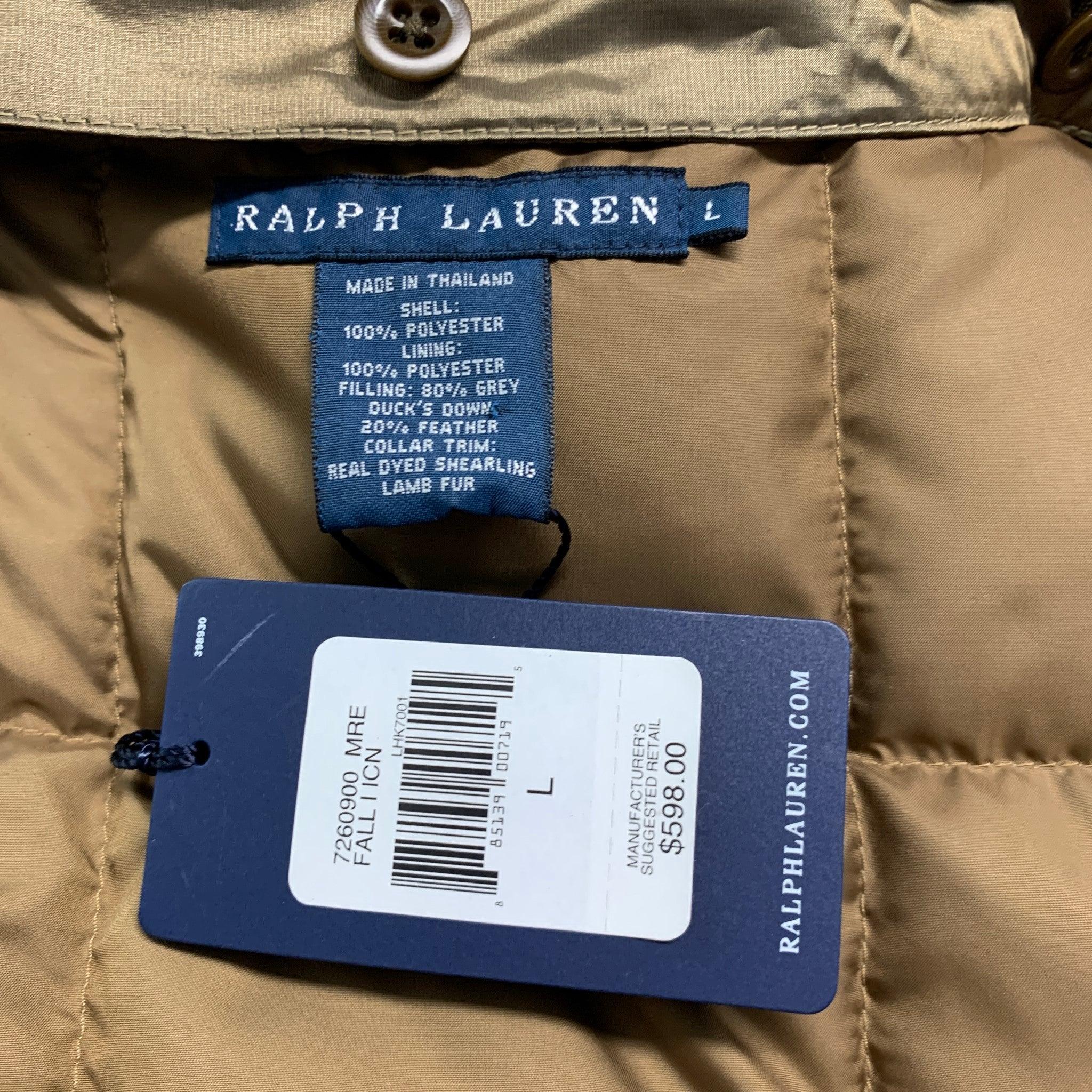 RALPH LAUREN Size L Green Polyester Quilted Zip Up Jacket For Sale 1