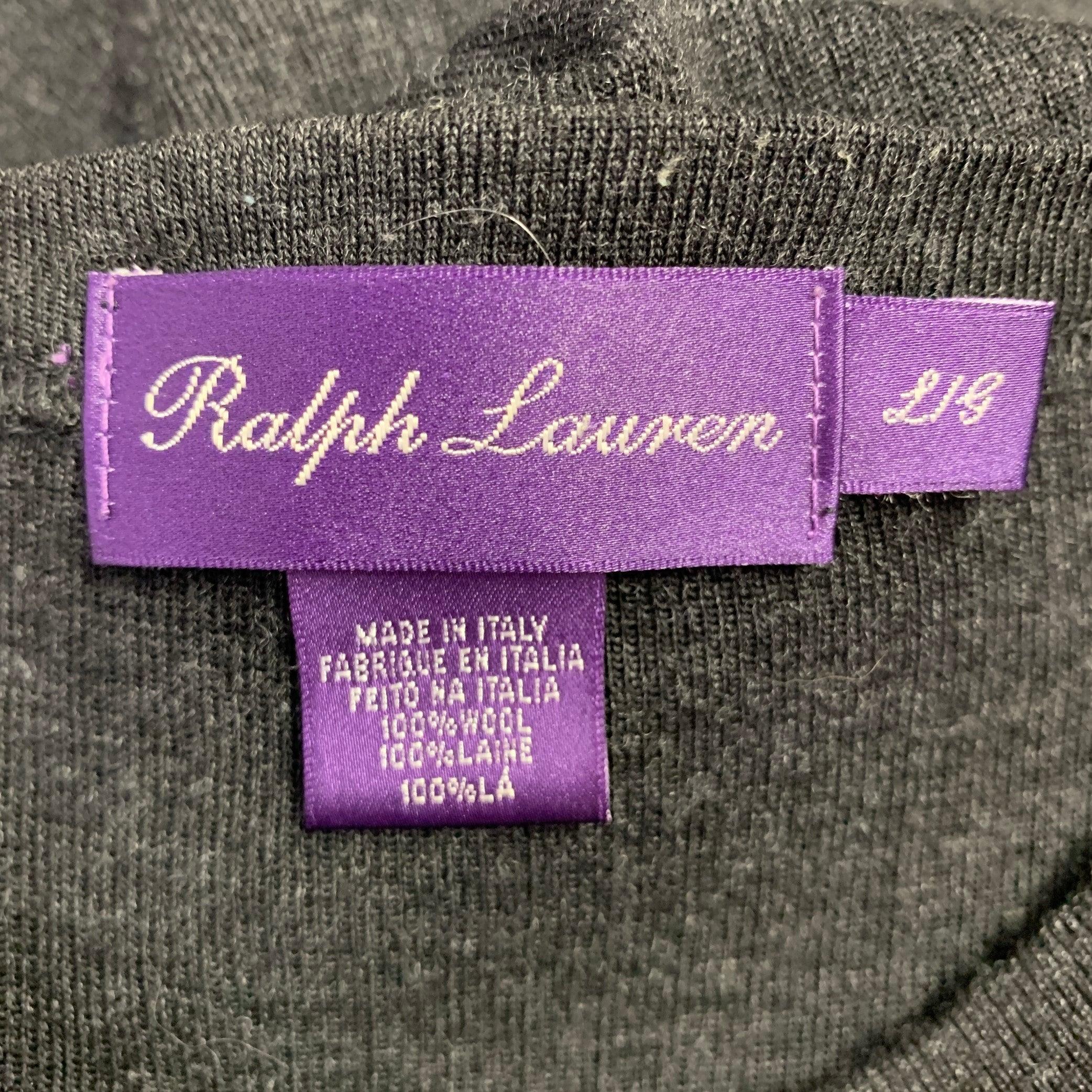 Men's RALPH LAUREN Size L Grey Ribbed Wool Crew Neck Pullover