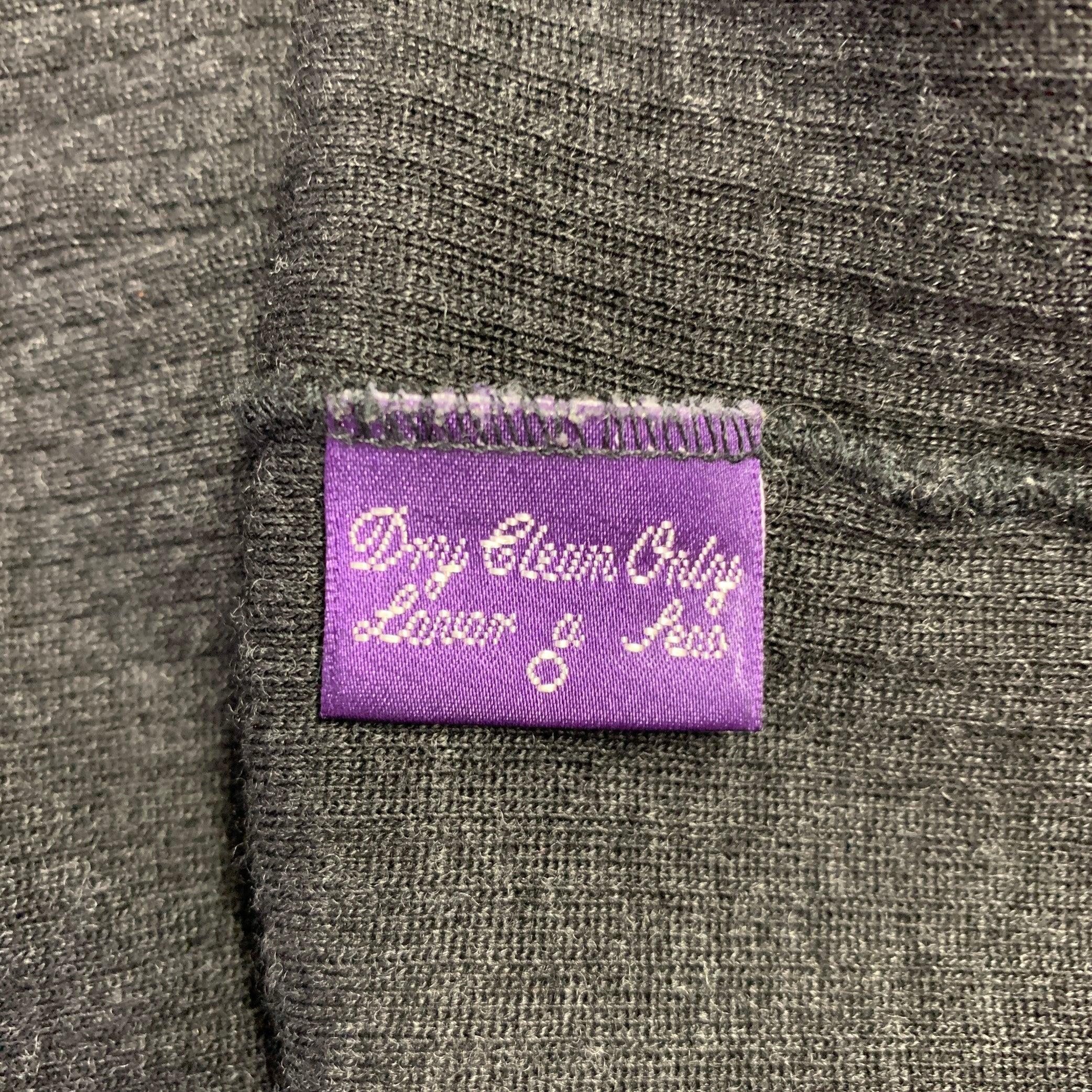 RALPH LAUREN Size L Grey Ribbed Wool Crew Neck Pullover 1