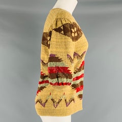 Haut décontracté à col en V multicolore en lin mélangé Ralph Lauren, taille L