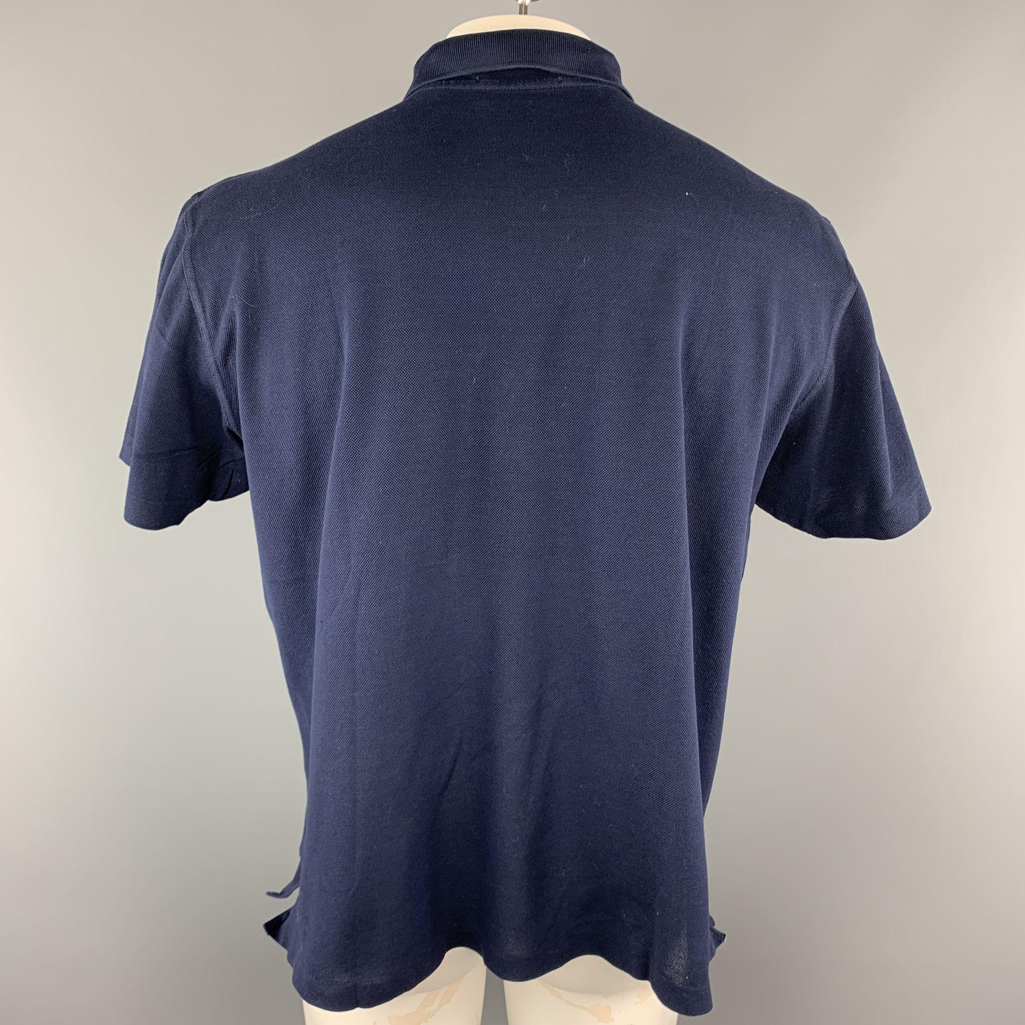 RALPH LAUREN Size L Navy Cotton Buttoned Polo In Excellent Condition In San Francisco, CA