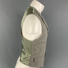 RALPH LAUREN Size L Olive Herringbone Rayon Buttoned Vest