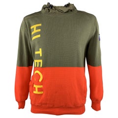 RALPH LAUREN Size L Olive & Orange Color Block Cotton Hooded Pullover