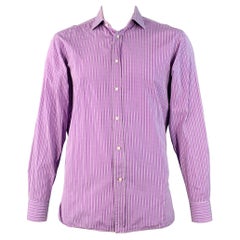 RALPH LAUREN Size L Purple Black White Stripe Cotton Long Sleeve Shirt