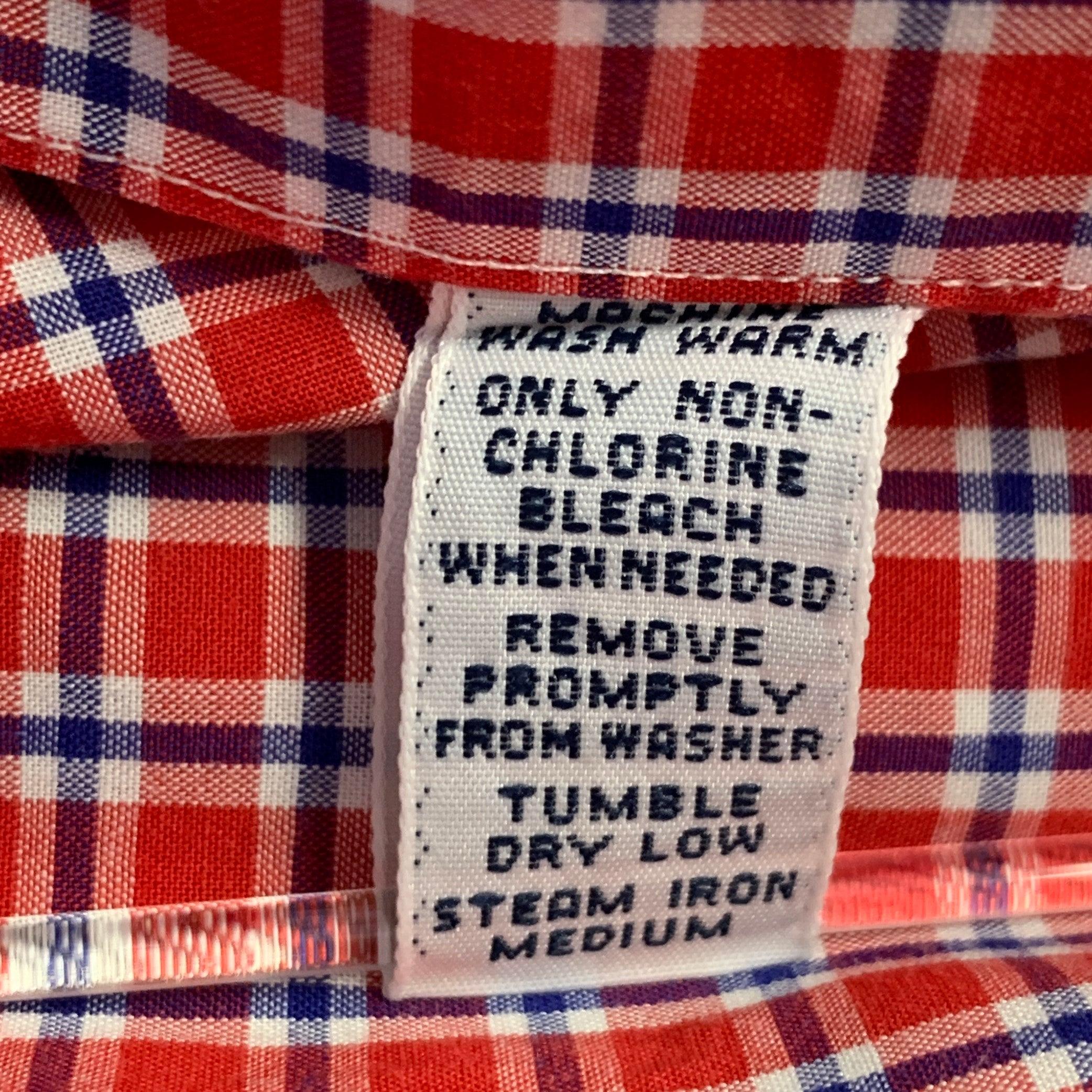 Men's RALPH LAUREN Size L Red Blue Window Pane Cotton Button Down Long Sleeve Shirt For Sale