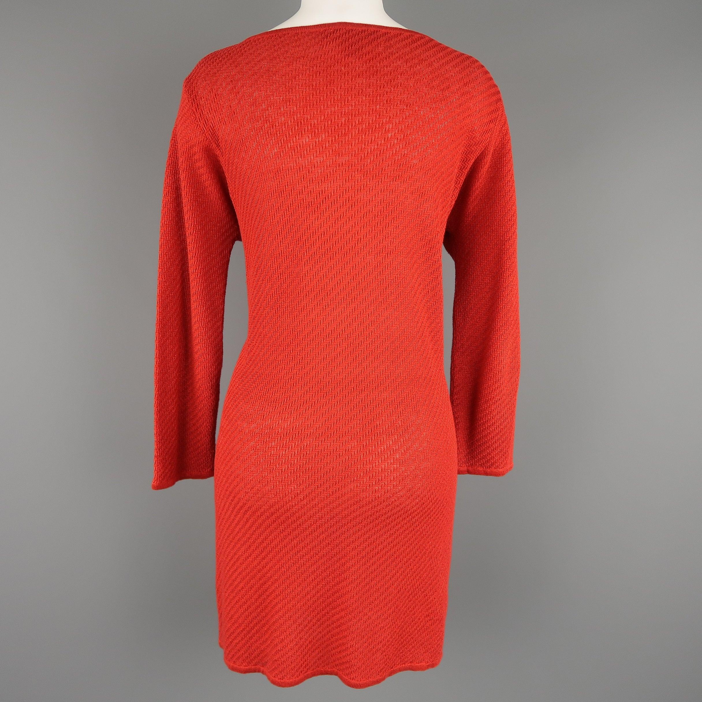 RALPH LAUREN Size L Red Linen Knit Boat Neck Slit Hem Tunic Pullover For Sale 1
