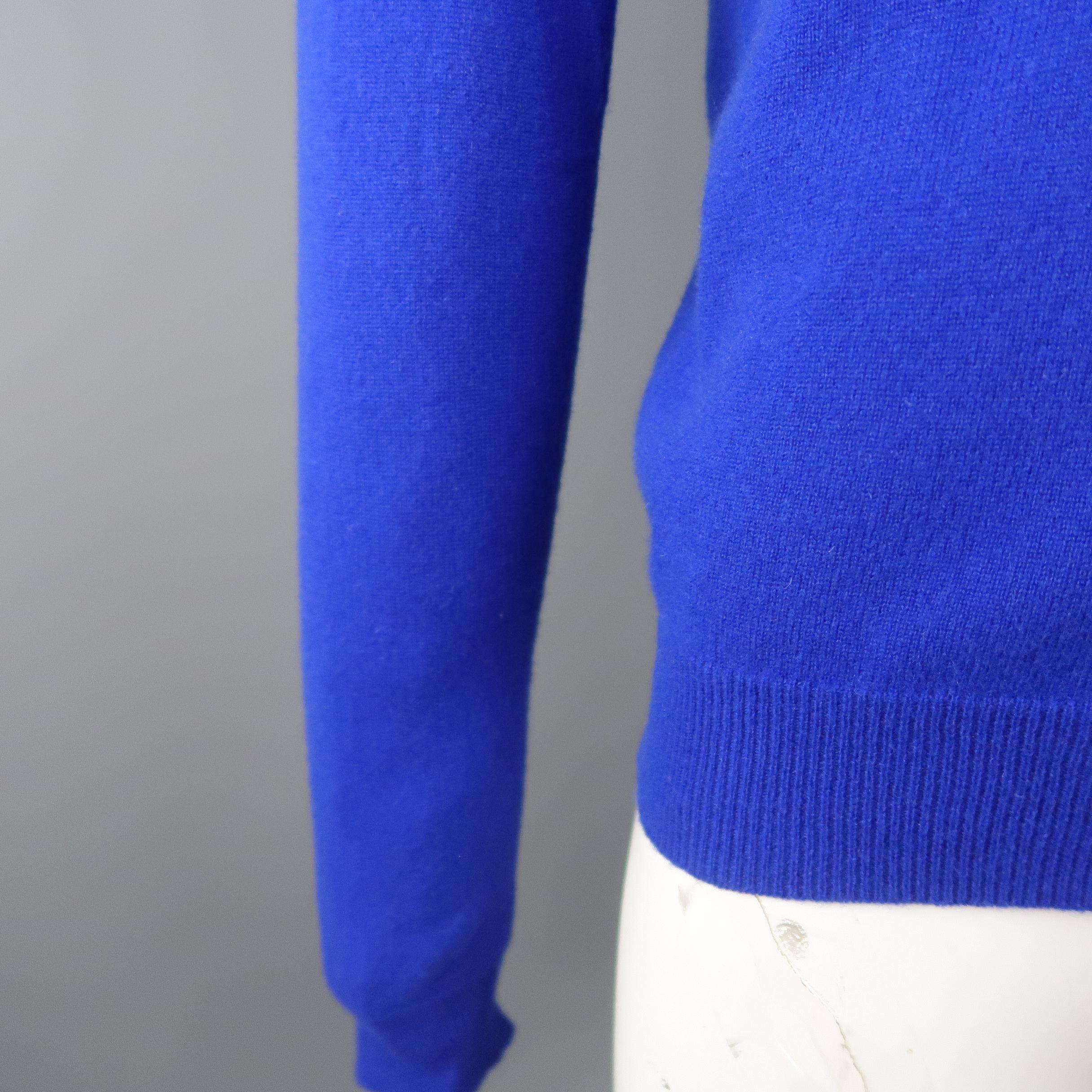 RALPH LAUREN Size L Royal Blue Cashmere V Neck Pullover Sweater In Excellent Condition In San Francisco, CA