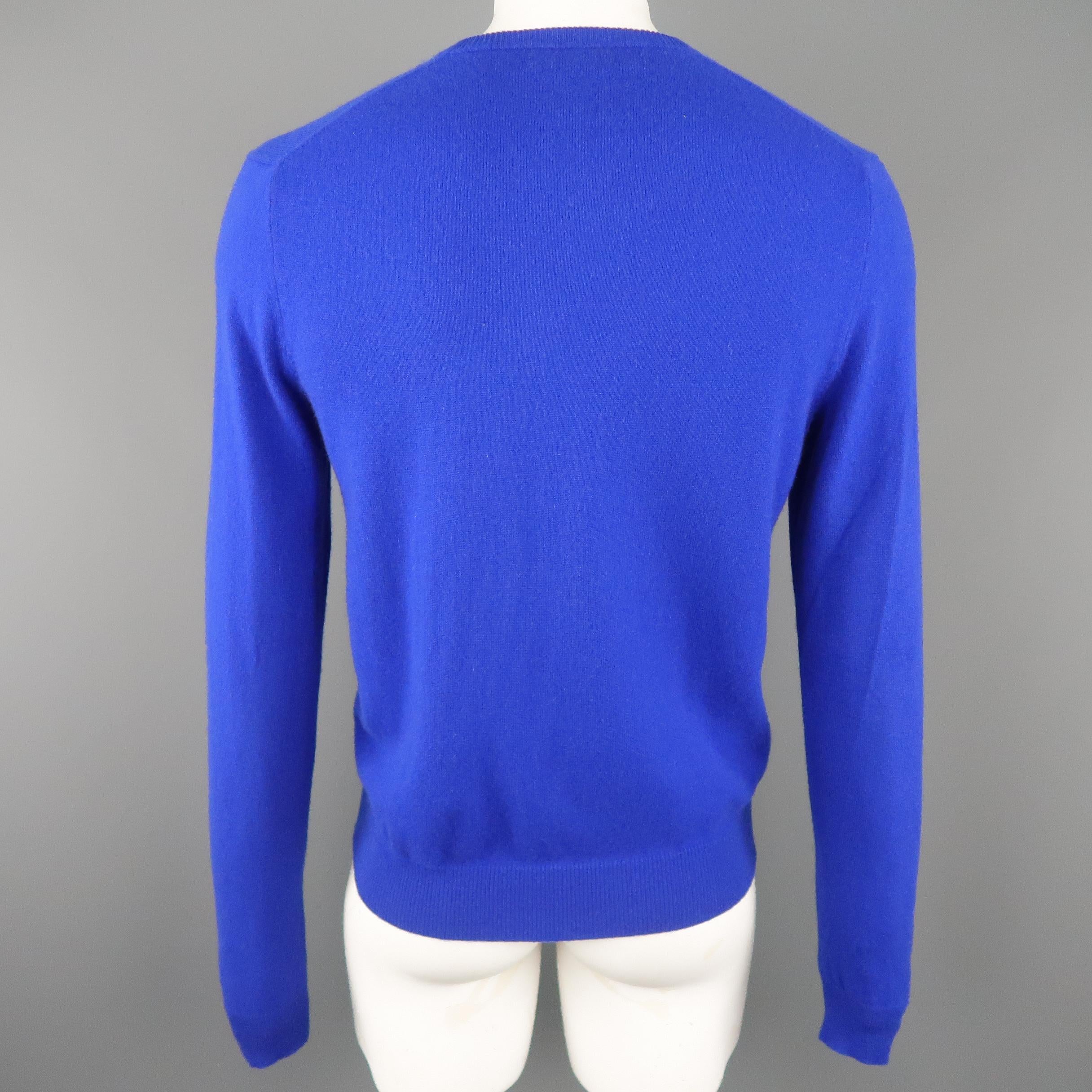 Men's RALPH LAUREN Size L Royal Blue Cashmere V Neck Pullover Sweater